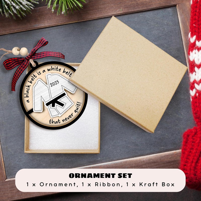 MAPDTWO Karate Ornament - Taekwondo Ornaments for Christmas Tree, Jiu Jitsu Christmas Ornaments - Karate Gifts for Boys, Girls, Lovers - Martial Arts Taekwondo Gifts - 2 Layered Wood Ornament 2025 - Image 3